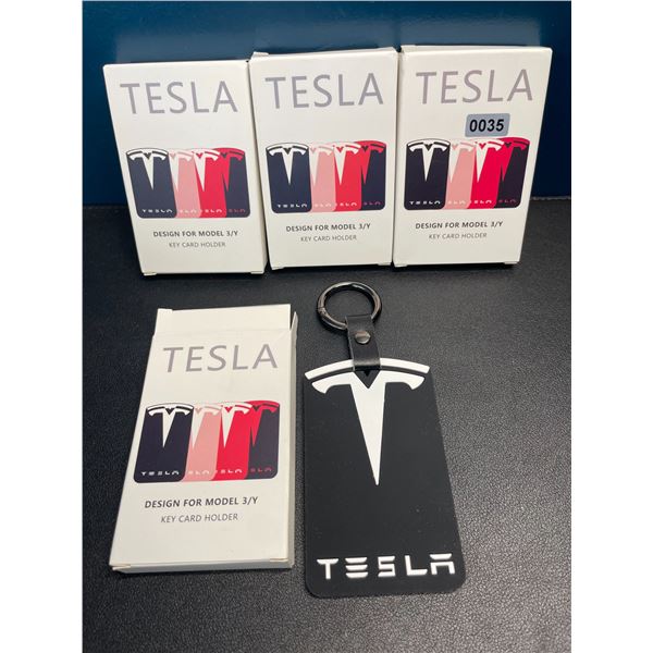 Lot of 4 Tesla Key Card Holders/Pouches - Black/White - Brand New