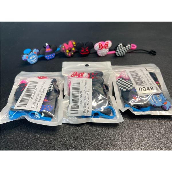 Lot of 4 Multi-Packs of Disney/Mickey Design Straw Toppers for Stanley Tumblers/Mugs - Brand New!