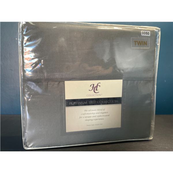 Lot of 1 HC Collection Platinum 1800 Collection Twin Bed Sheet Set - Dark Grey - Brand New