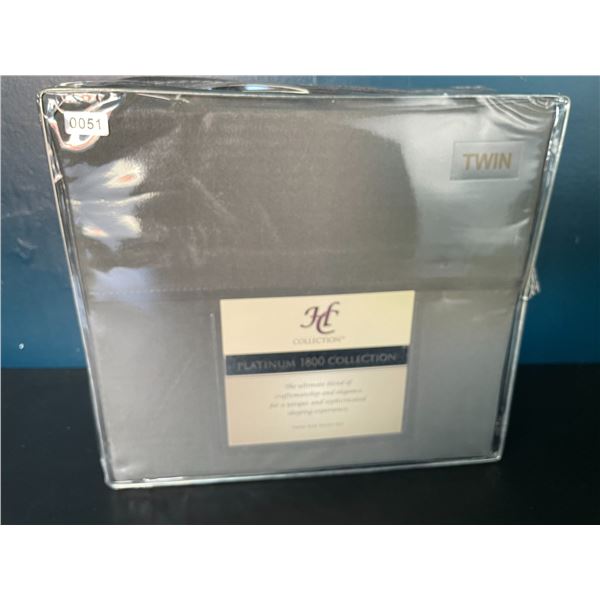 Lot of 1 HC Collection Platinum 1800 Collection Twin Bed Sheet Set - Dark Grey - Brand New
