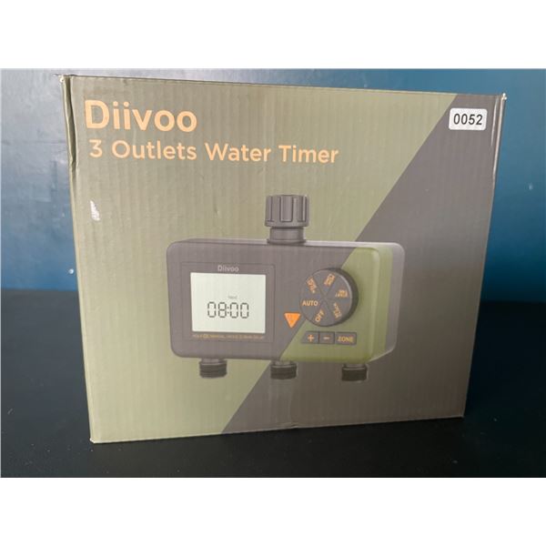 Lot of 1 Diivoo 3-Outlet Water Timer - Brand New