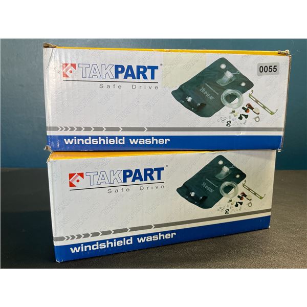 Lot of 2 Windshield Washer Fluid Pumps - 12V Universal Bag Kits with Jet Button Switch - New