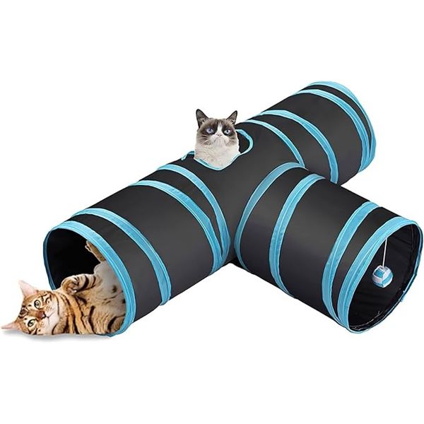 Lot of 2 Collapsible/Foldable Pet Tunnels - T-Shape - 3- Way Tunnels for Cats/Small Dogs - New