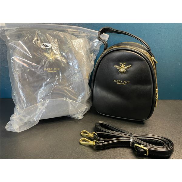 Lot of 2 Women's Mini Black Leather Backpacks/Purses - 7 inch Height - Brand New