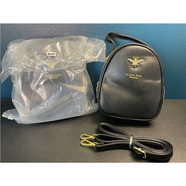 Lot of 2 Women's Mini Black Leather Backpacks/Purses - 7 inch Height - Brand New