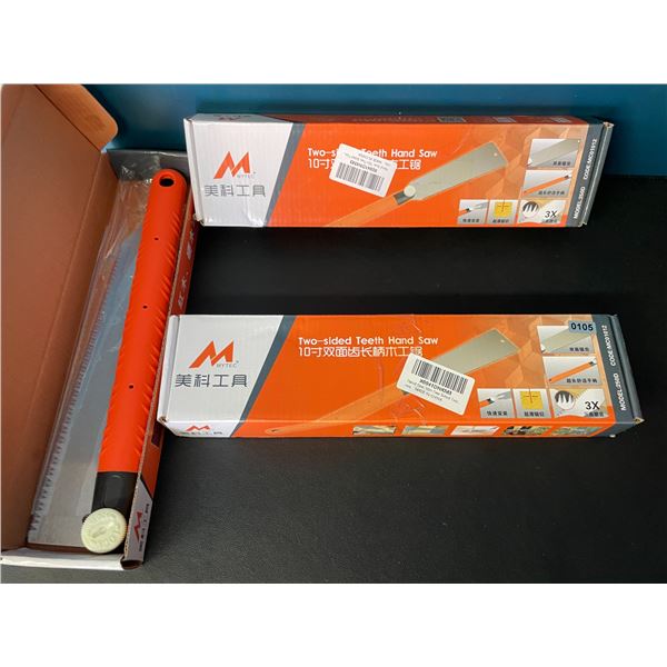 Lot of 3 Hand Saws - 10-inch Two-Sided Teeth Hand Saws - Brand New