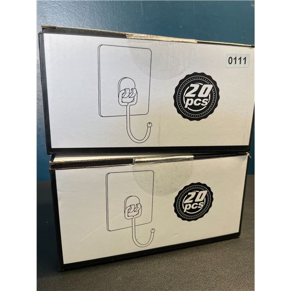 Lot of 2 Boxes of All-Purpose Large Adhesive Wall Hooks - 20PCS Each - Brand New