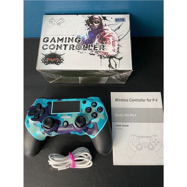 Lot of 1 Blue Camo Aftermarket Wireless Controller for Playstation 4 - Brand New
