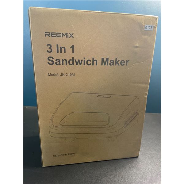 Lot of 1 Reemix 3-in-1 Sandwich Maker - New/Open Box