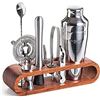 Image 1 : Lot of 1 Mixology & Craft Bartender Kit - 10PC Bar Tool Set with Stylish Mahogany Stand - NEW!