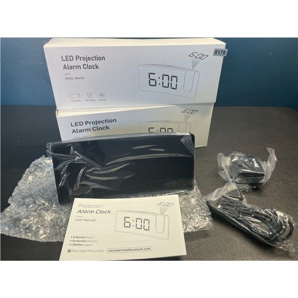 Lot of 2 LED Projection Alarm Clocks - Brand New