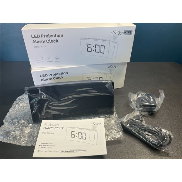 Lot of 2 LED Projection Alarm Clocks - Brand New