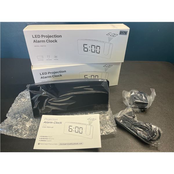 Lot of 2 LED Projection Alarm Clocks - Brand New