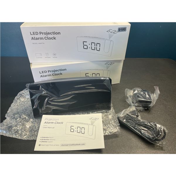 Lot of 2 LED Projection Alarm Clocks - Brand New