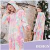 Image 2 : Lot of 1 Wearable Hoodie Blanket - "Snuggie Style" - Tie-Dye Design - Size M - Brand New