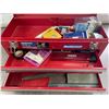 Image 4 : Lot of 1 Mastercraft Metal Tool Box - Red - With Assorted Tools - Used - Good Shape