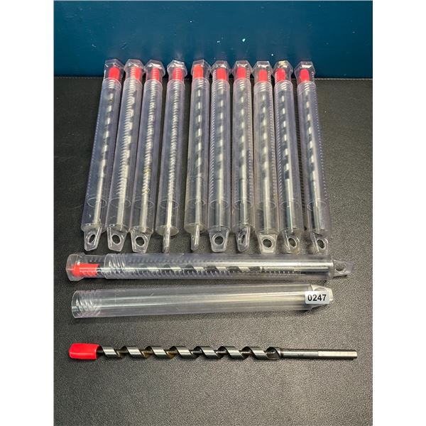 Lot of 12 Auger Drill Bits - New