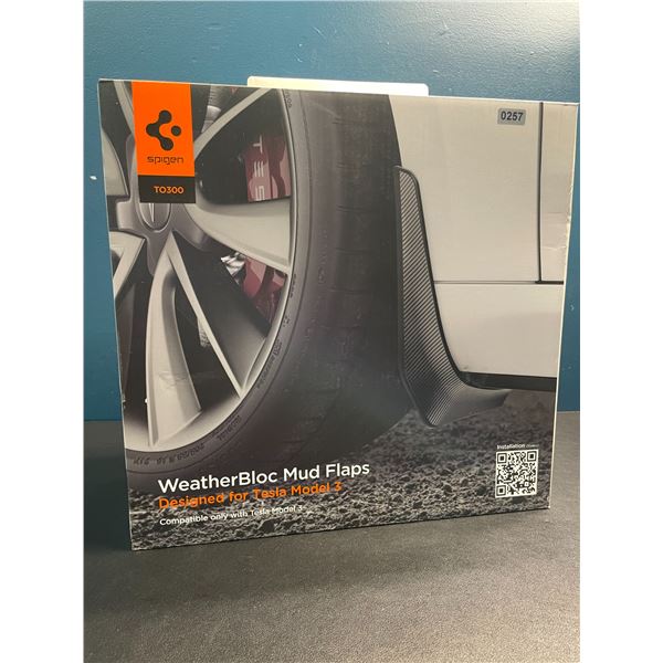 Lot of 1 Box of Spigen WeatherBloc Mud Flaps - Designed for Tesla Model 3 - New Sealed!