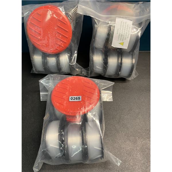 Lot of 3 Packs of Spools & Feeder Caps for Weedwhackers - New