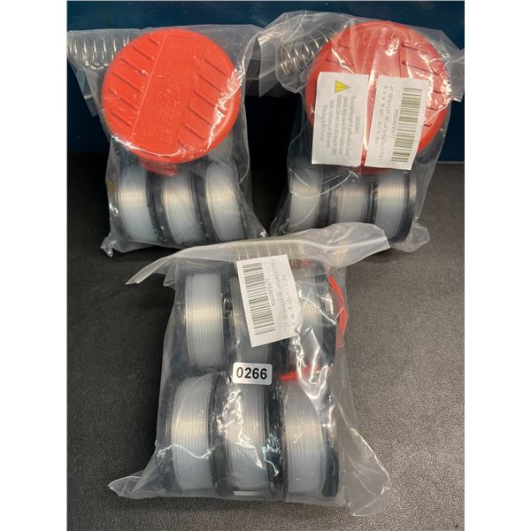 Lot of 3 Packs of Spools & Feeder Caps for Weedwhackers - New