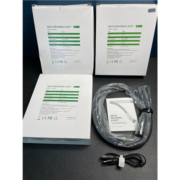 Lot of 3 LED Neck Reading Lights - Rechargeable Design - Brand New