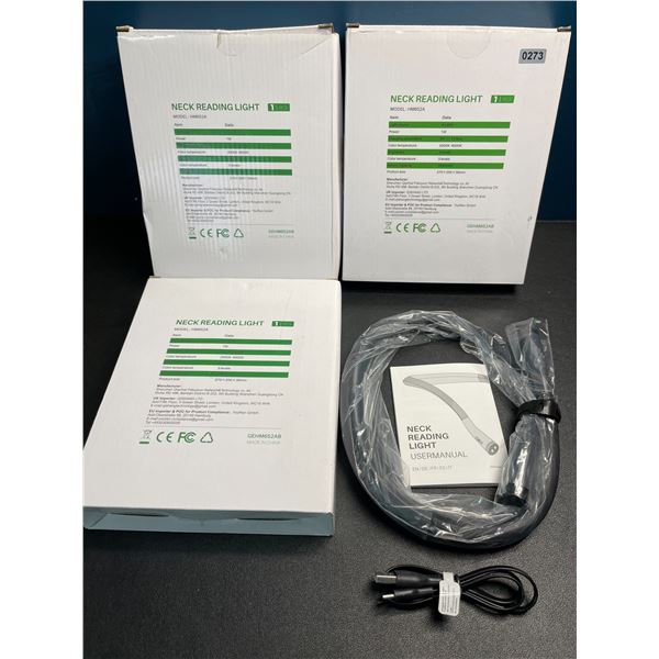 Lot of 3 LED Neck Reading Lights - Rechargeable Design - Brand New