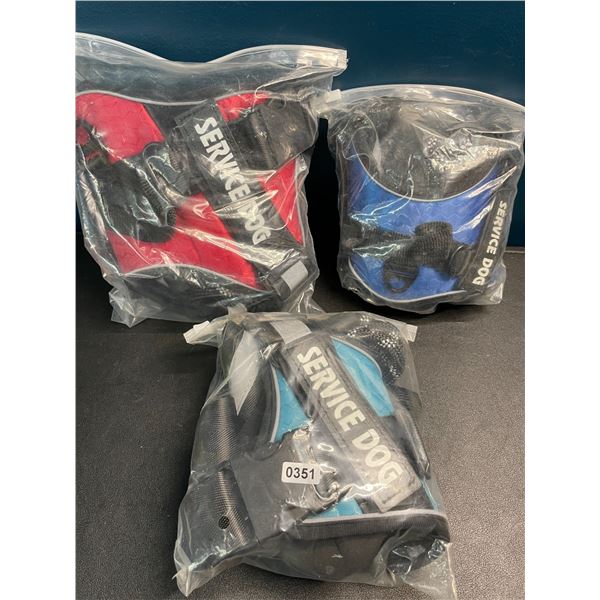 Lot of 3 Assorted Sized Service Dog Vests - XXL, M, & XS - Brand New
