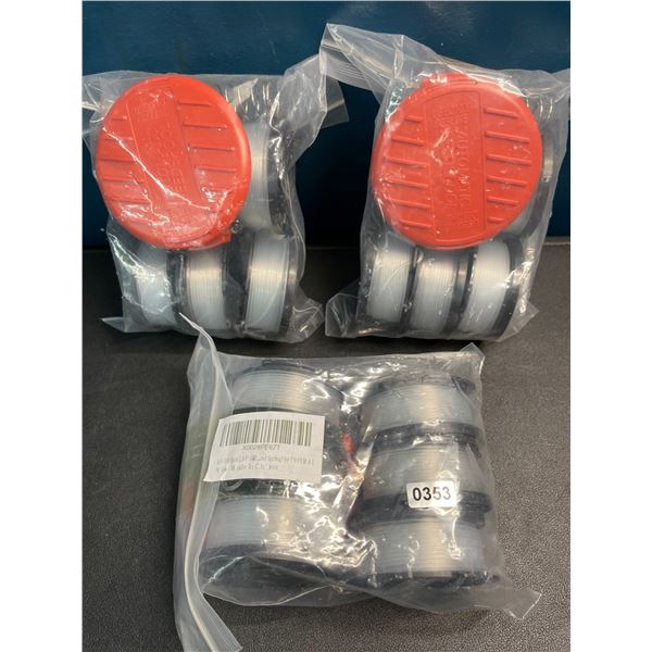 Lot of 3 Packs of Spools & Feeder Caps for Weedwhackers - New