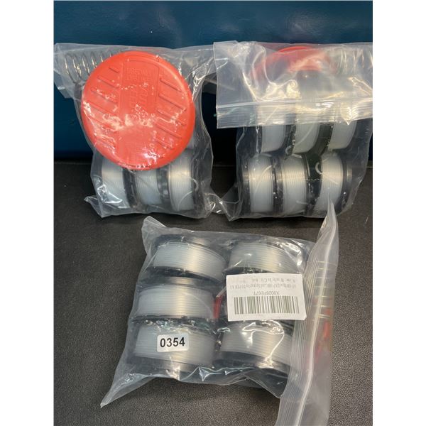 Lot of 3 Packs of Spools & Feeder Caps for Weedwhackers - New