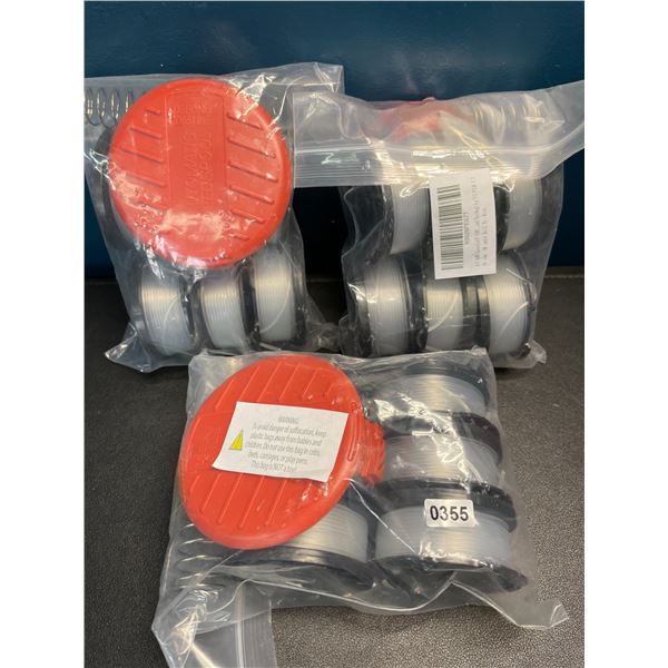 Lot of 3 Packs of Spools & Feeder Caps for Weedwhackers - New