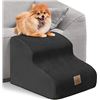 Image 1 : Lot of 1 Mestuel 2-Tier Foam Dog Stairs/Pet Stair Ramp for Small Dogs - Fabric Cover - Black - New