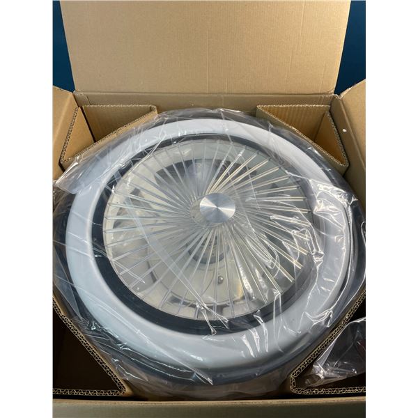 Lot of 1 Powrol Low-Profile Flush Mount Modern Ceiling Fan with Lights - Large 19 inch Size - New!