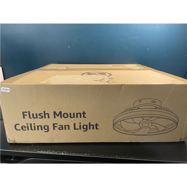Lot of 1 Flush Mount Ceiling Fan Light with Remote Control 0 19.7" LED Ceiling Fan - 6 Speeds - New