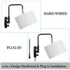 Image 4 : Lot of 1 Box of Capslpad Wall Sconce (Set of 2) Swing Arm Wall Lamps - 6FT Cord, White Shades - New
