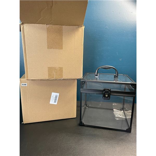 Lot of 2 Clear Makeup/Cosmetic Storage Boxes - Black/Clear Design - Brand New