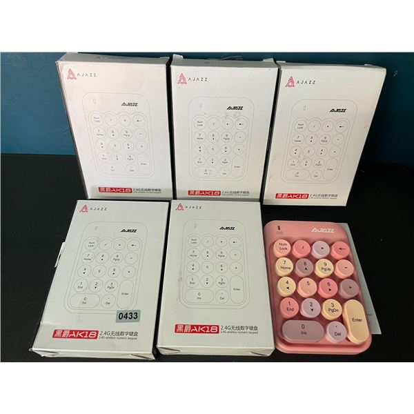 Lot of 5 Wireless Numeric Keyboard - 18 Keys - Mini Numeric Bluetooth Keypad - Brand New