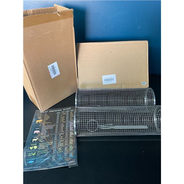 Lot of 2 Boxes of Stainless Steel Rolling BBQ Grilling Baskets - 2 Per Box/4 Total - Brand New