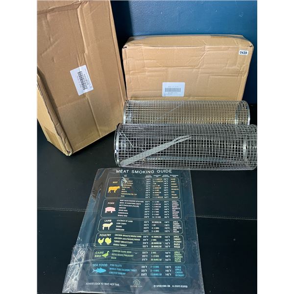 Lot of 2 Boxes of Stainless Steel Rolling BBQ Grilling Baskets - 2 Per Box/4 Total - Brand New