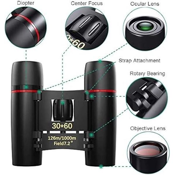 Lot of 1 Compact Folding Day & Night Vision Binoculars - Brand New!