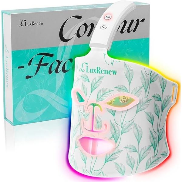 Lot of 1 LuxRenew Red Light Therapy LED 7-Colour Face Mask - NEW SEALED!