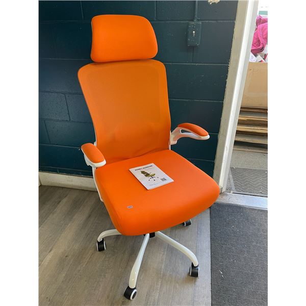 Lot of 1 Bright Orange Ergonomic Swivel Office Chair - Brand New