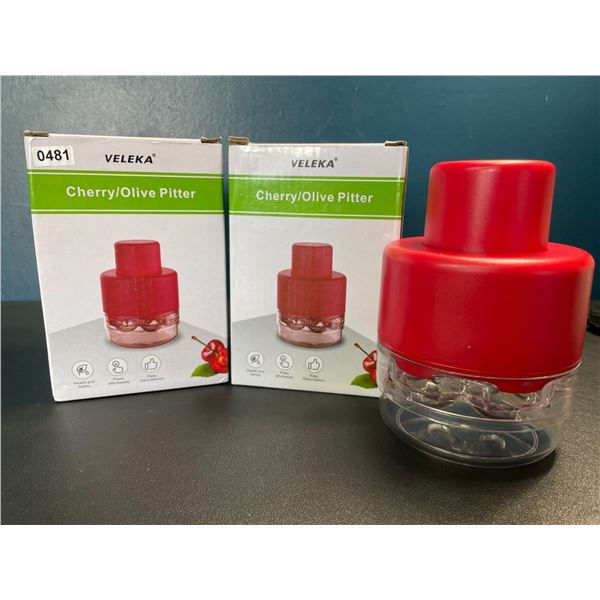 Lot of 2 Veleka Cherry/Olive Pitters - Pits 7 Cherries at Once - Easy-Press Button - Brand New