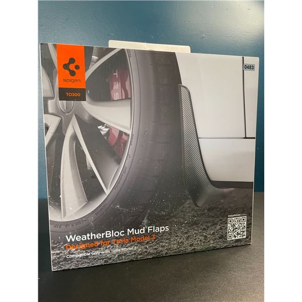 Lot of 1 Box of Spigen WeatherBloc Mud Flaps - Designed for Tesla Model 3 - New Sealed!