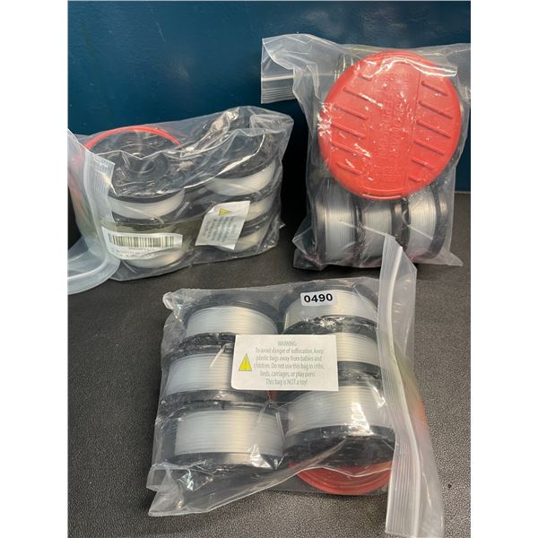 Lot of 3 Packs of Spools & Feeder Caps for Weedwhackers - New