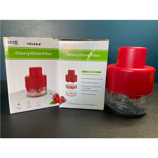 Lot of 2 Veleka Cherry/Olive Pitters - Pits 7 Cherries at Once - Easy-Press Button - Brand New