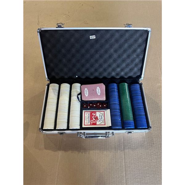 Lot of 1 Poker Chip/Card Playing Set with Hard Case - Used
