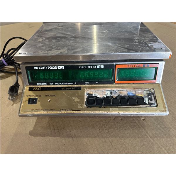 Lot of 1 TEC Model SL35-15 Weighing Instrument - Digital Computing Scale - Used