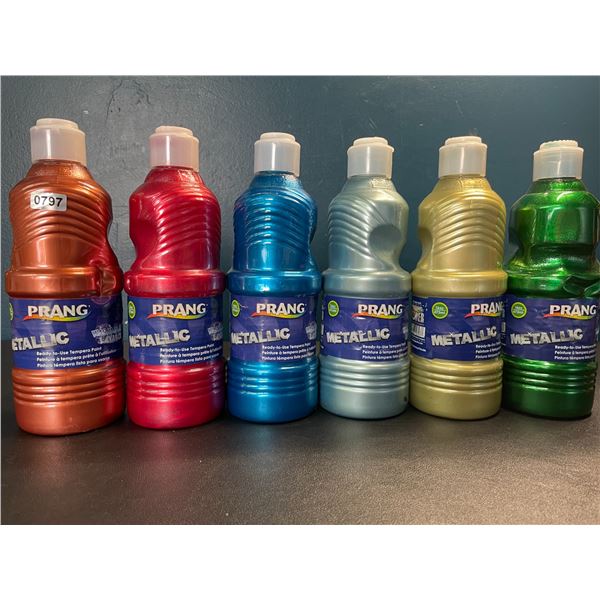 Lot of 6 Prang Metallic Washable Tempera Paints