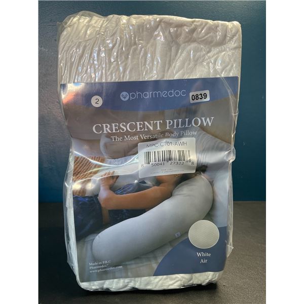 Lot of 1 Pharmedoc Crescent Pillow/Body Pillow - White - Brand New Sealed!