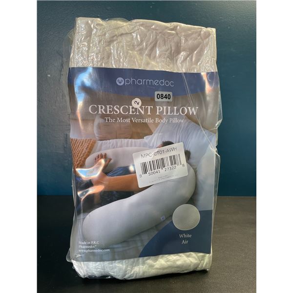 Lot of 1 Pharmedoc Crescent Pillow/Body Pillow - White - Brand New Sealed!